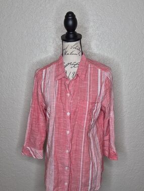 Dash Button Front Striped Shirt Size M